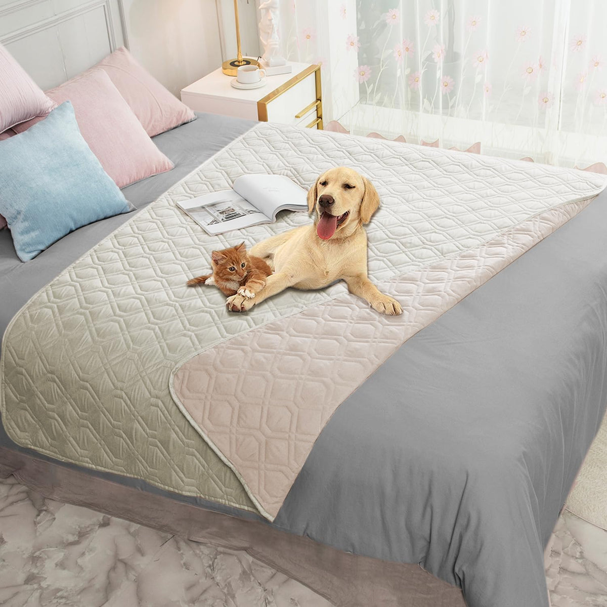 Ameritex Waterproof Dog Bed Blankets Cover for Bed Couch Sofa Reversible