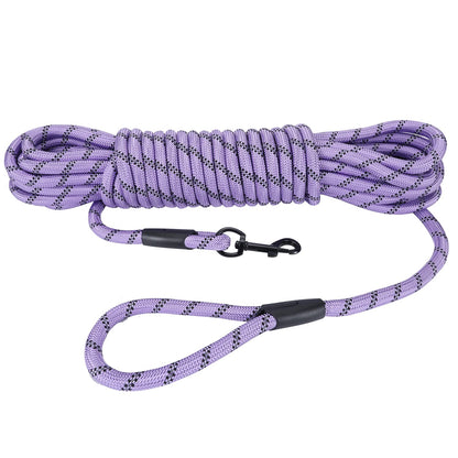 Hi Kiss Dog/Puppy Obedience Recall Training Agility Lead - 15ft 20ft 30ft 50ft 100ft Leash Great for Training, Play, Camping, or Backyard Black