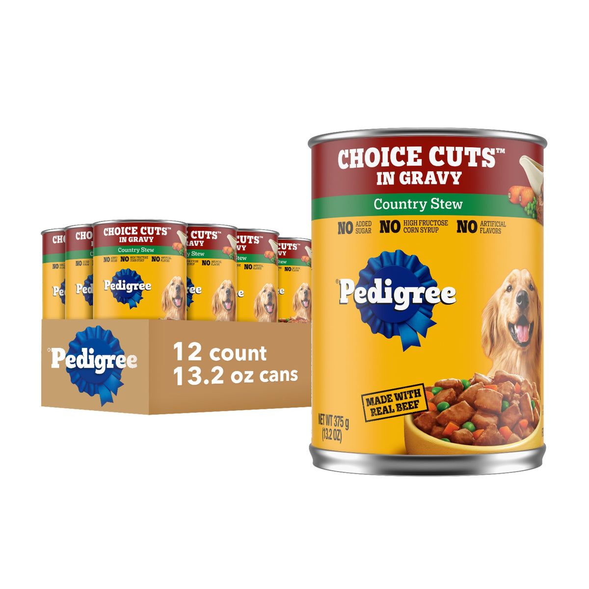 Pedigree Choice Cuts Wet Dog Food, Beef & Country Stew, 13.2 oz, 12 Count