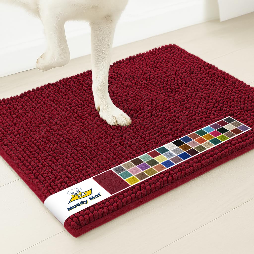 Muddy Mat® | Super Water Absorbent Door Mat Indoor, Microfiber Quick Dry Chenille Entryway Rug, Slip Resistant Front Door Mat, Indoor Mats for Entryway, Machine Washable Pet Rug, Grey 30"x19"