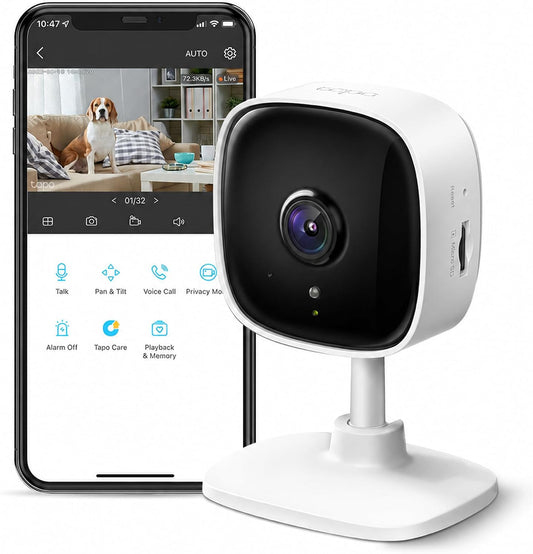 Tapo 1080P Indoor Security Camera, Baby Monitor, Dog Camera, Wired, C100