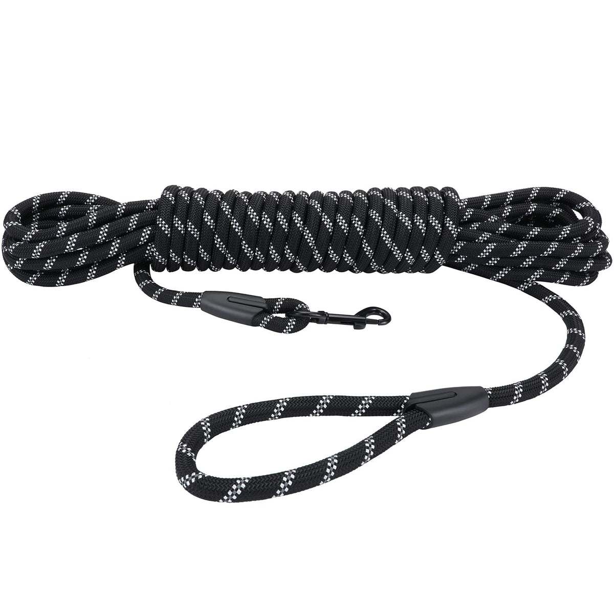 Hi Kiss Dog/Puppy Obedience Recall Training Agility Lead - 15ft 20ft 30ft 50ft 100ft Leash Great for Training, Play, Camping, or Backyard Black