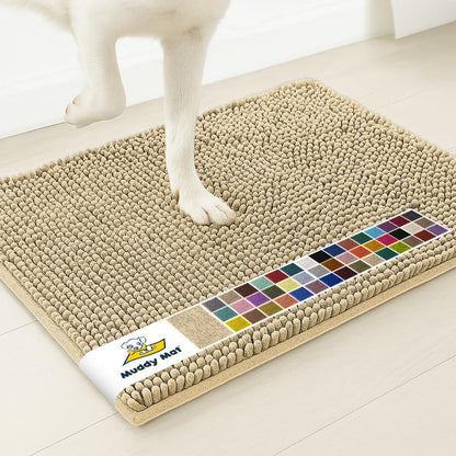 Muddy Mat® | Super Water Absorbent Door Mat Indoor, Microfiber Quick Dry Chenille Entryway Rug, Slip Resistant Front Door Mat, Indoor Mats for Entryway, Machine Washable Pet Rug, Black 2ft x 4ft