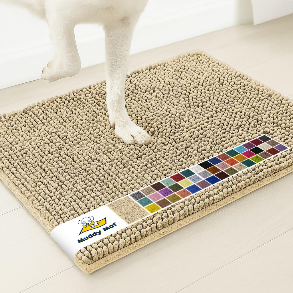 Muddy Mat® | Super Water Absorbent Door Mat Indoor, Microfiber Quick Dry Chenille Entryway Rug, Slip Resistant Front Door Mat, Indoor Mats for Entryway, Machine Washable Pet Rug, Grey 30"x19"