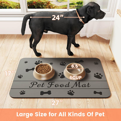 Pet Feeding Mat-Absorbent Pet Placemat for Food and Water Bowl, with Waterproof Rubber Backing, Quick Dry Water Dispenser Mat for Dog and Cat (20"x12", Blue)