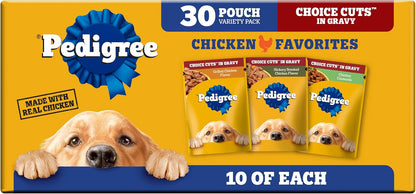 Pedigree Choice Cuts Wet Dog Food Pouch, Chicken Variety, 3.5 oz, 30 Count