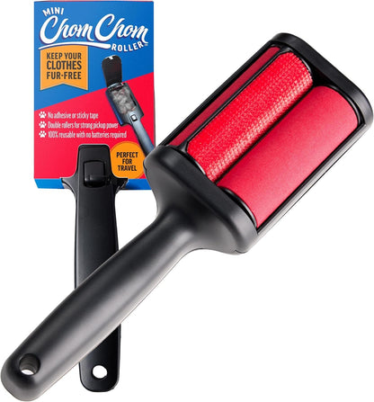 ChomChom Roller Pet Hair Remover – Original Size Reusable Lint Roller for Cat & Dog Hair on Furniture, Couch, Carpet, Car, Rugs & Bedding – Portable, Eco-Friendly (White)