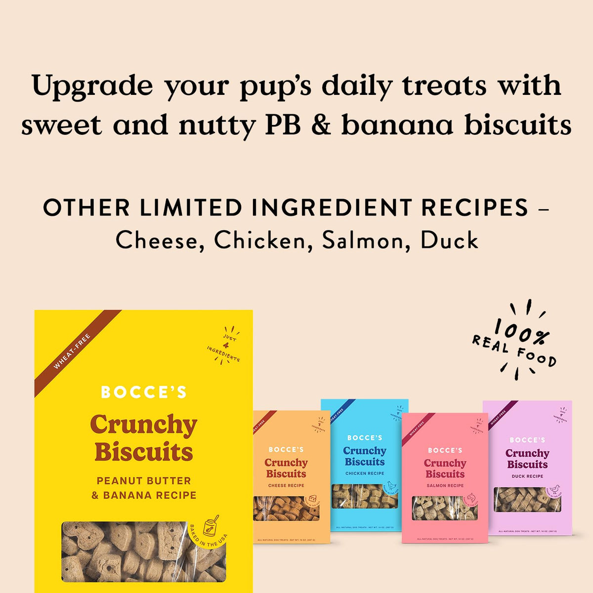 Bocce's Bakery Bedtime Tea Flavor Crunchy Biscuits Dog Treats, 5 oz