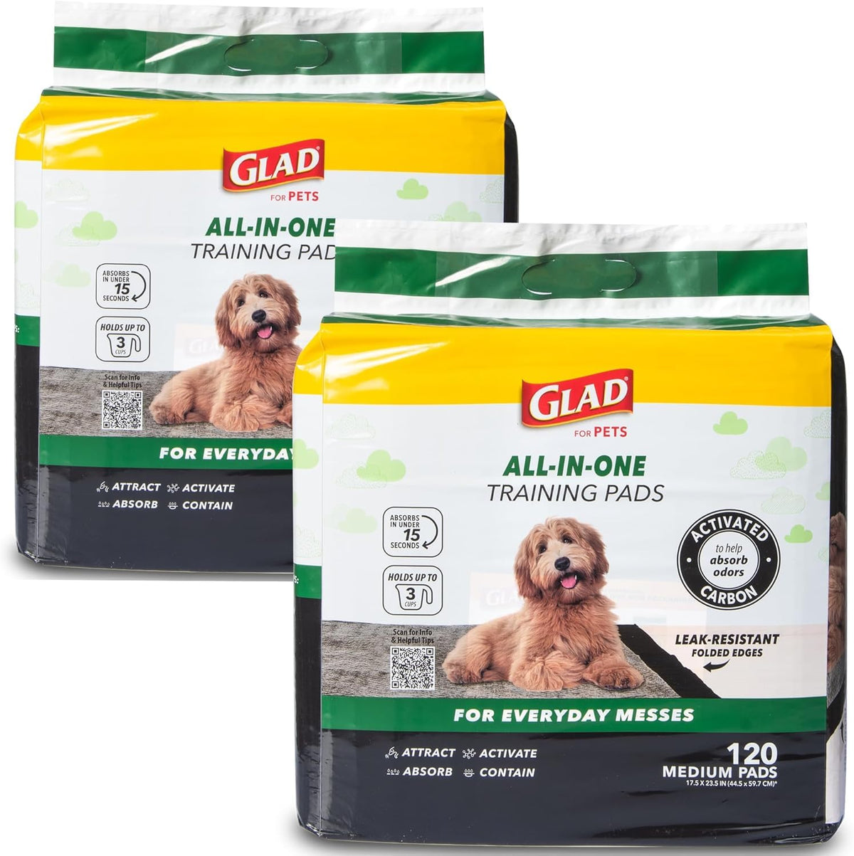 Glad for Pets Activated Carbon Disposable Dog Training Pads, 100 Count