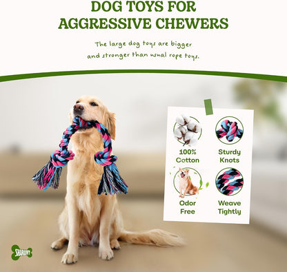 SHARLOVY Large Tough Chew Toys for Aggressive Chewers, 9 Pack Dog Rope Toys