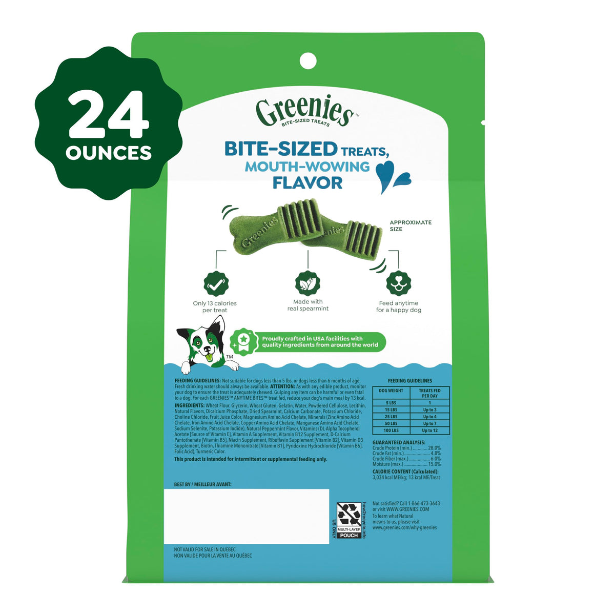 Greenies Anytime Bites Dog Treats, Blueberry Flavor, 10.3 oz