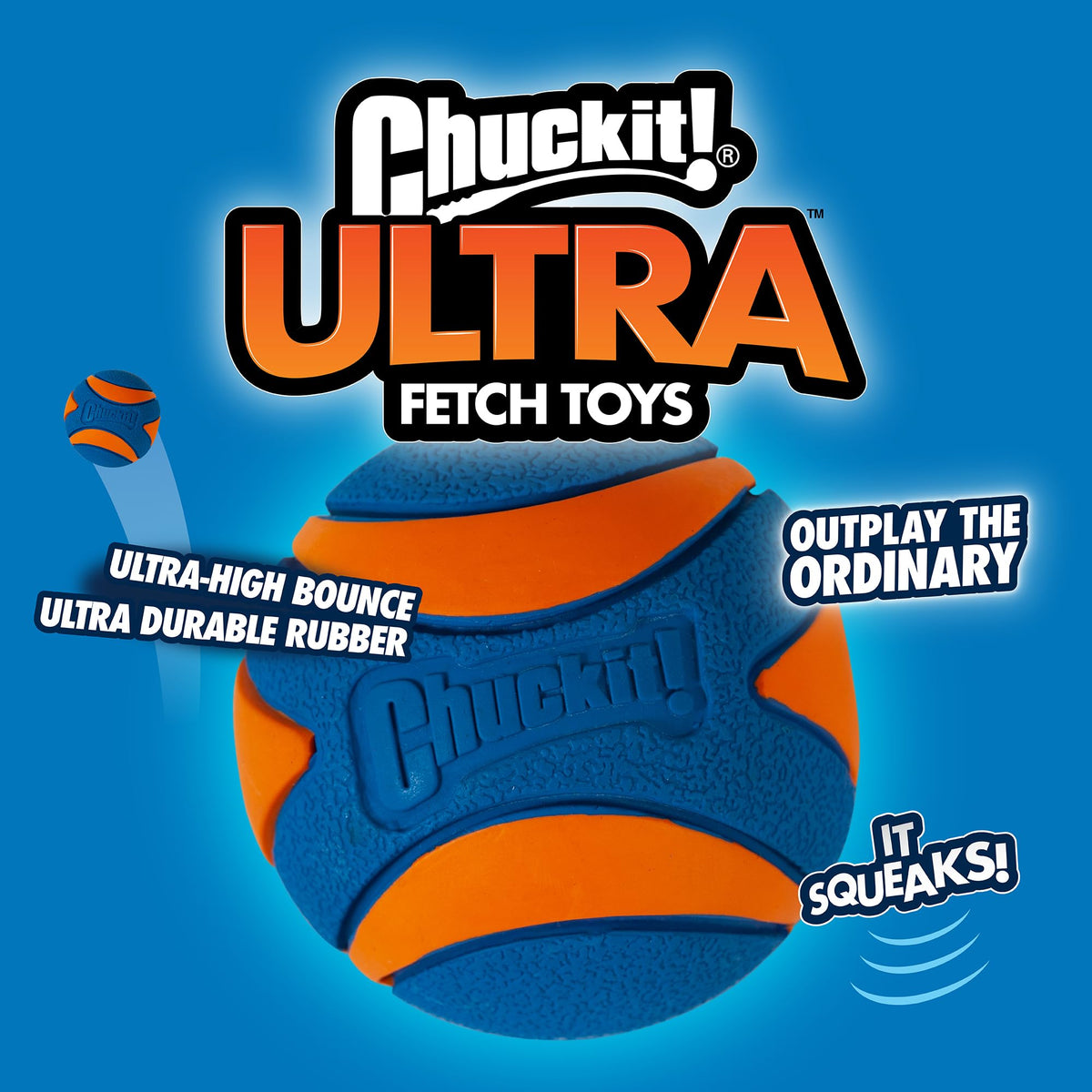 Chuckit! Ultra Ball Dog Toy, Durable Rubber, Medium 2.5-in, 2 Pack