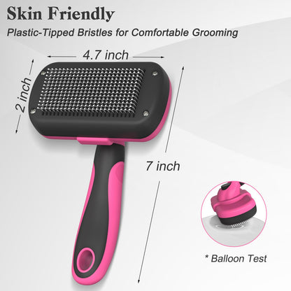 Swihauk Self Cleaning Slicker Brush for Dogs & Cats, Skin Friendly Pet Grooming for Shedding, Deshedding, and Hair Removal - Puppy Brush for Long Haired Pets, Pet Supplies, Purple