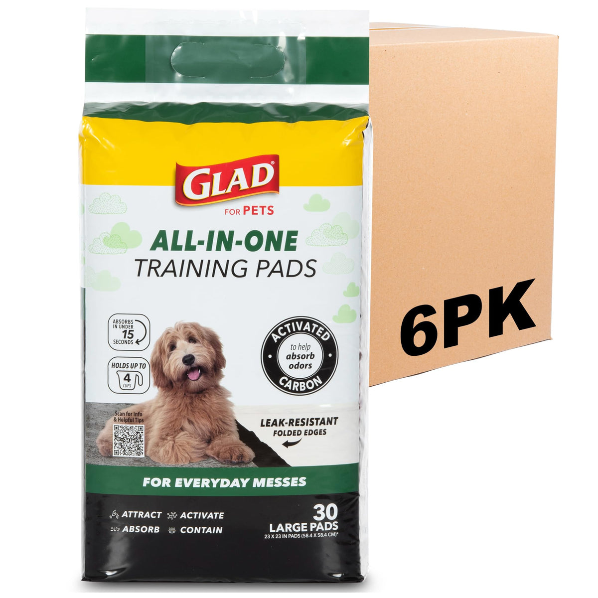 Glad for Pets Activated Carbon Disposable Dog Training Pads, 100 Count