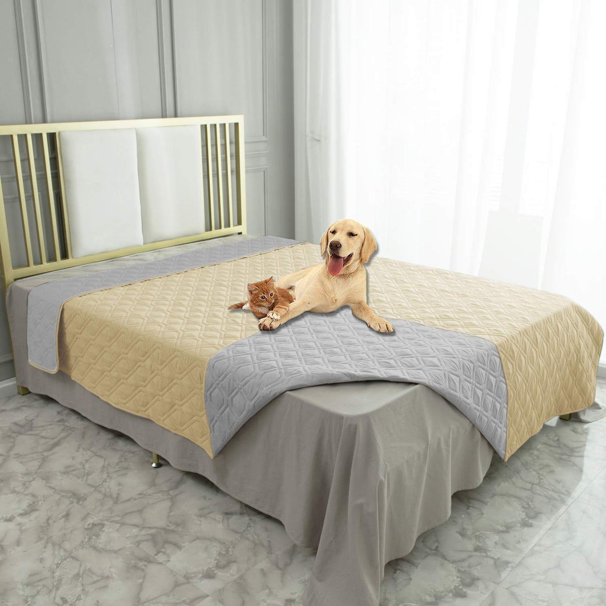 Ameritex Waterproof Dog Bed Blankets Cover for Bed Couch Sofa Reversible