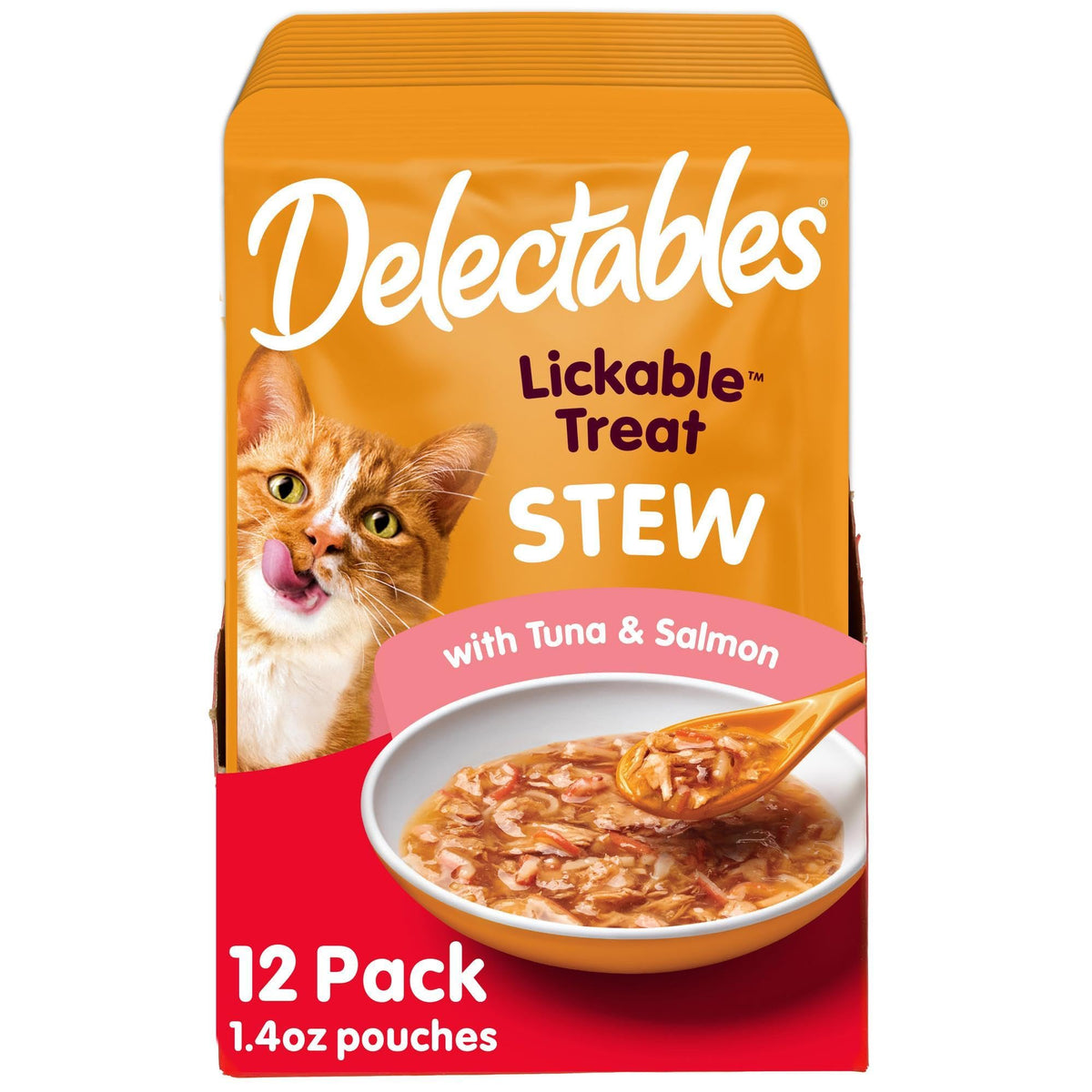 Delectables Lickable Treat Stew Wet Cat Treat with Real Chicken & Tuna, Food Topper, Hydrating, Grain-Free, No Fillers, No By-Products, No Added Preservatives, 1.4oz Pouch, 12ct