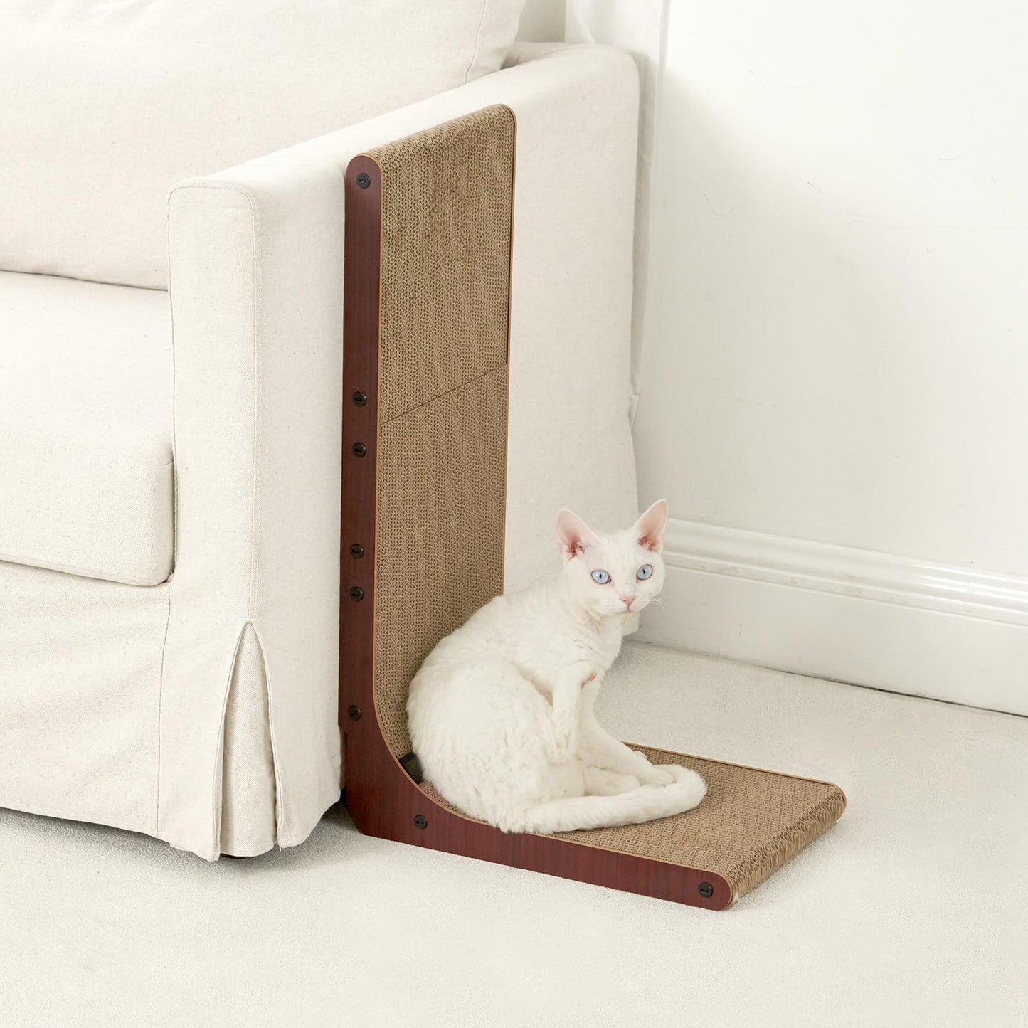 EHEYCIGA Cardboard Cat Scratcher for Indoor Cats, 32 Inch, Brown