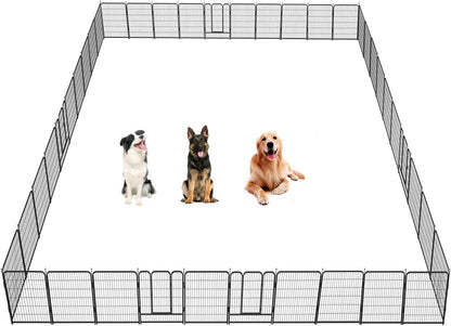 Dog Playpen,32/40/45 Inch Height in Heavy Duty, Folding Indoor Outdoor Anti-Rust Dog Exercise Fence, Portable Pet Playpen with Door for Large Medium Small Dogs and Pet (16 Panels, 32 Inch) Silver