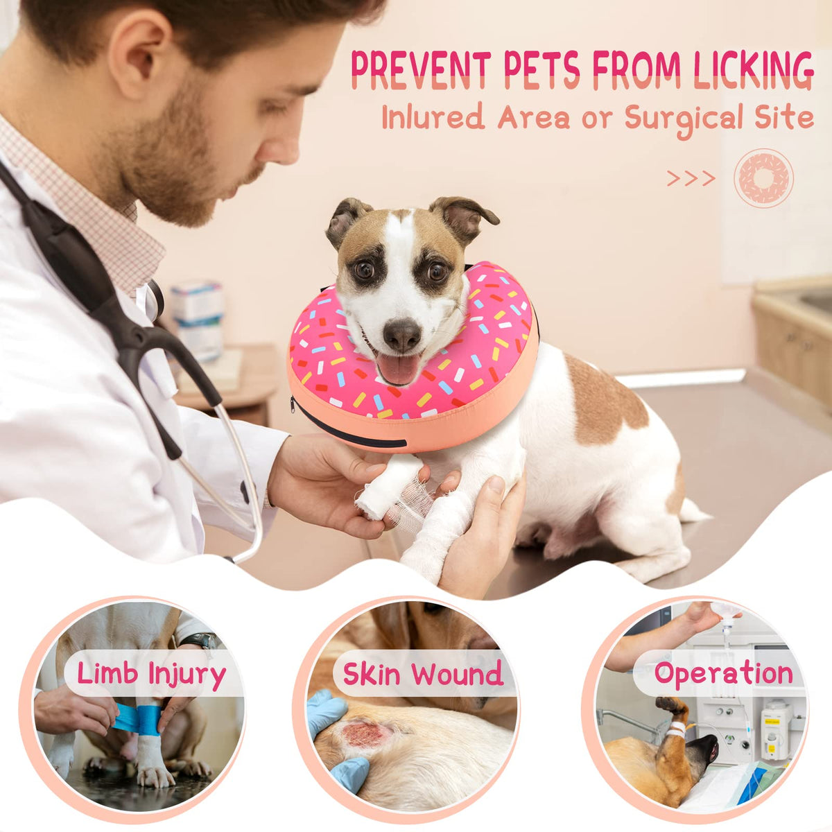 Supet Inflatable Dog Cone Collar for Small Dogs Puppies Cats, Soft Dog Cone Alternative After Surgery for Puppies Cats to Stop Licking