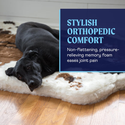 PAW BRANDS PupRug Orthopedic Memory Foam Dog Bed, White/Brown, 50x30