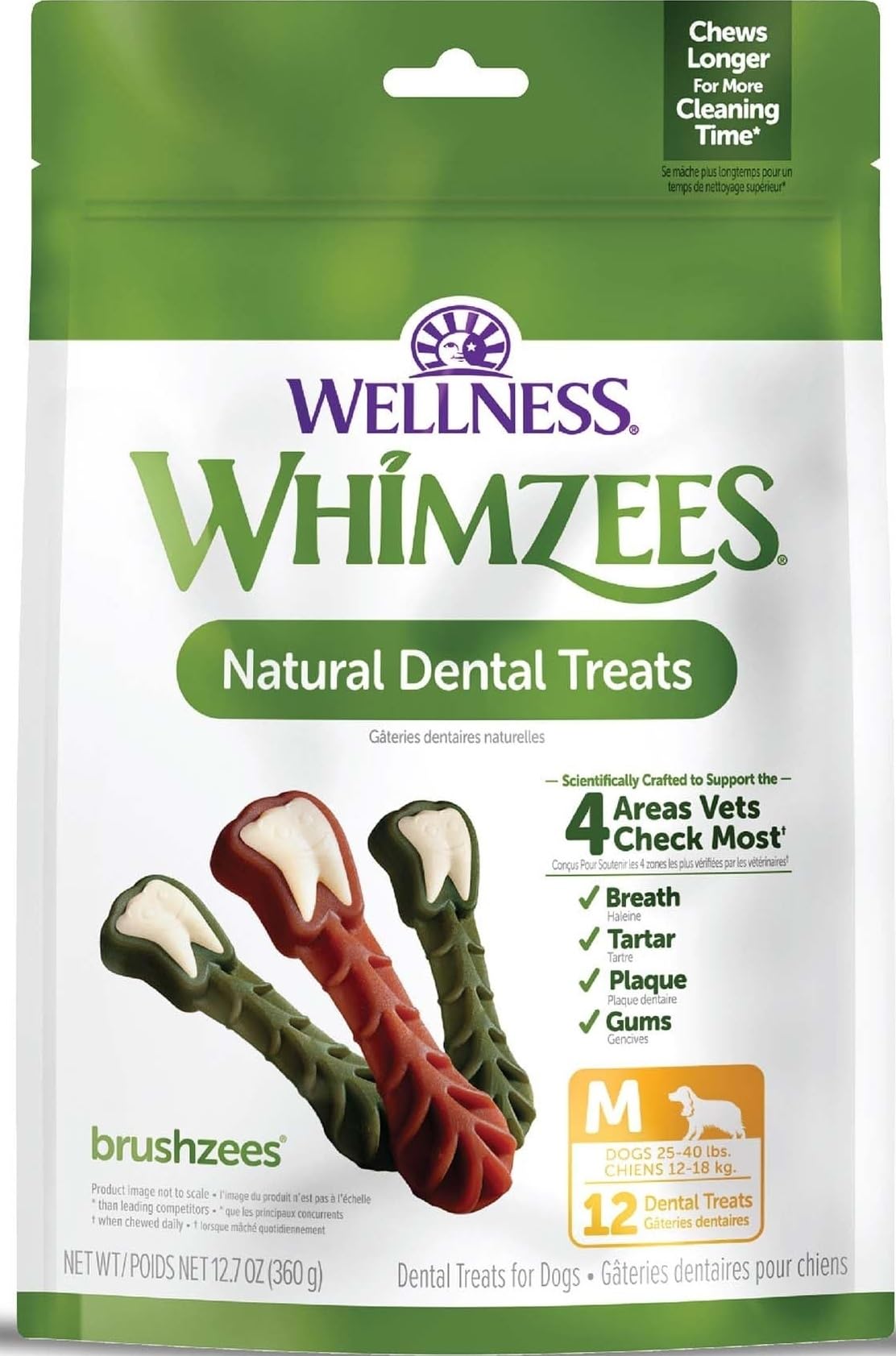 Wellness WHIMZEES Freshzees Natural Dog Dental Treat, Soft Chews, Freshens Breath, Extra-Small Size, 14.81 oz Bag, 56 Count