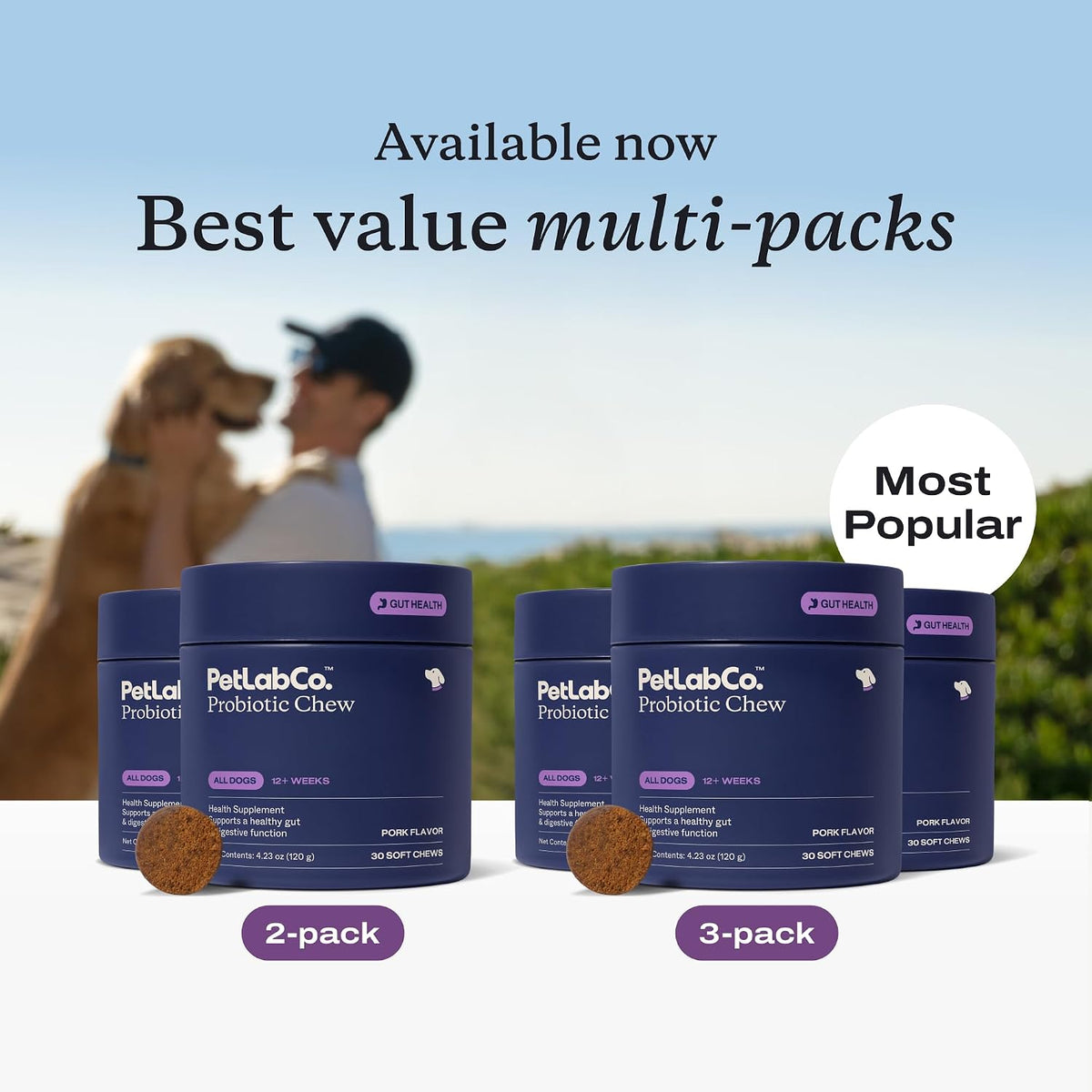 PetLab Co. Probiotic Chews for Dogs, 30 Soft Chews, Pork