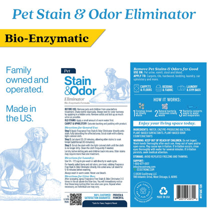 Eco Strong Pet Stain and Odor Remover - Pet Odor Eliminator, Urine Destroyer for Dogs, Pet Urine Enzyme Cleaner | Santel Woods - 128 oz