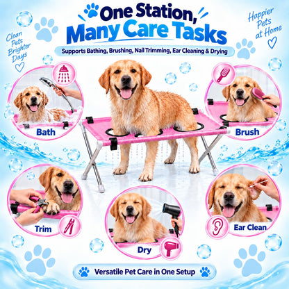 Dog Bed Foldable Grooming Hammock Stand and Bath Holder for Small Pets
