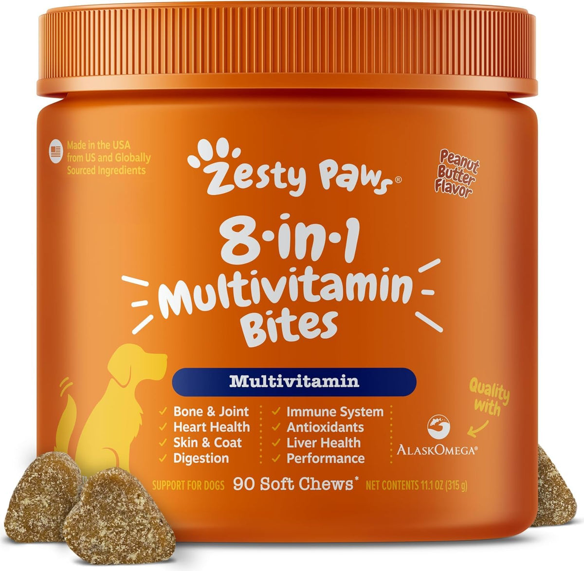 Zesty Paws Dog Vitamins - Dog Multivitamin Chews, Chicken, 90 Ct