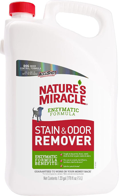 Nature’s Miracle Dog Stain & Odor Remover, Enzymatic Cleaner, 170 oz Refill