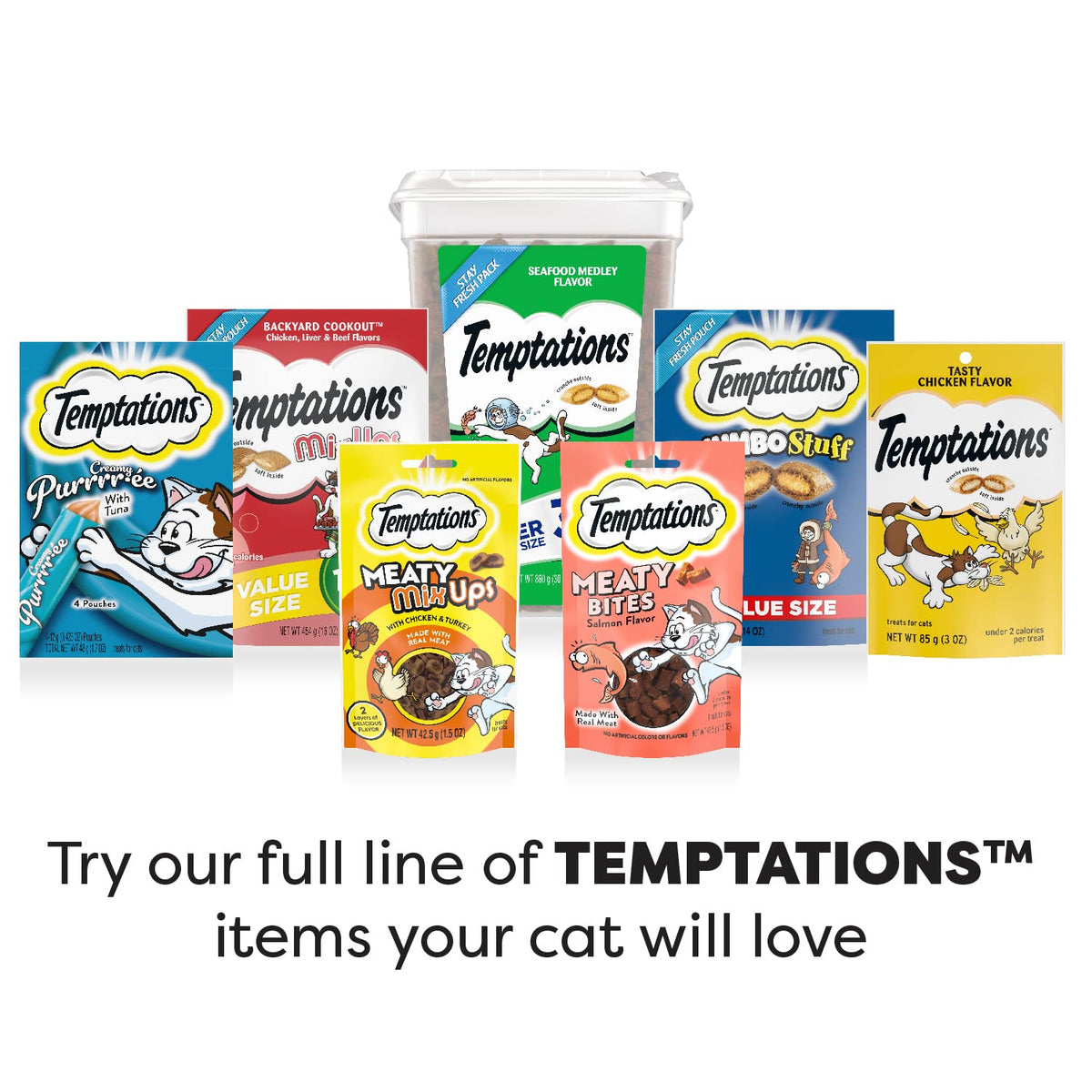 Temptations Classic Crunchy Cat Treats, Feline Favorites, 3 oz, 4 Pack