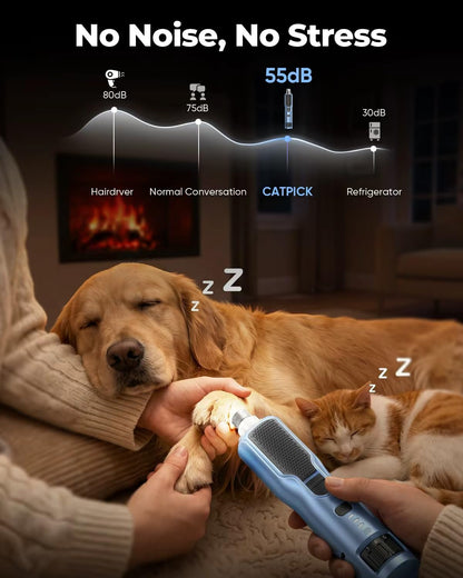 CATPICK 7-Speed Quiet Dog & Cat Nail Grinder with 360° LED for Thick Nails