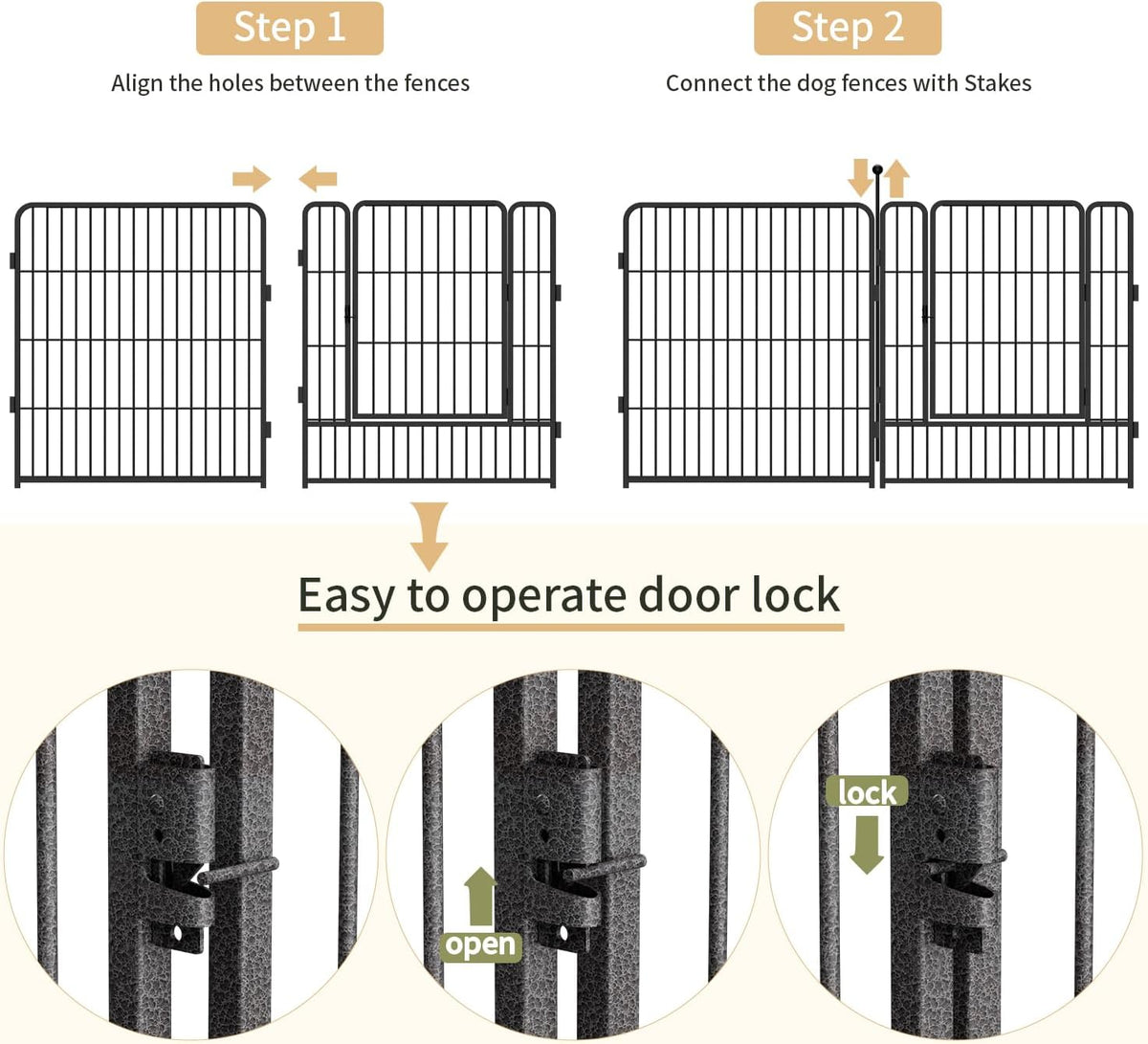 Dog Playpen,32/40/45 Inch Height in Heavy Duty, Folding Indoor Outdoor Anti-Rust Dog Exercise Fence, Portable Pet Playpen with Door for Large Medium Small Dogs and Pet (16 Panels, 32 Inch) Silver
