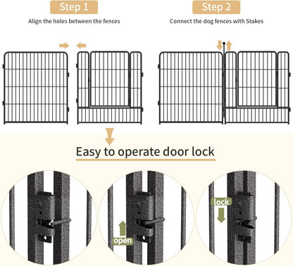 Dog Playpen,32/40/45 Inch Height in Heavy Duty, Folding Indoor Outdoor Anti-Rust Dog Exercise Fence, Portable Pet Playpen with Door for Large Medium Small Dogs and Pet (16 Panels, 32 Inch) Silver