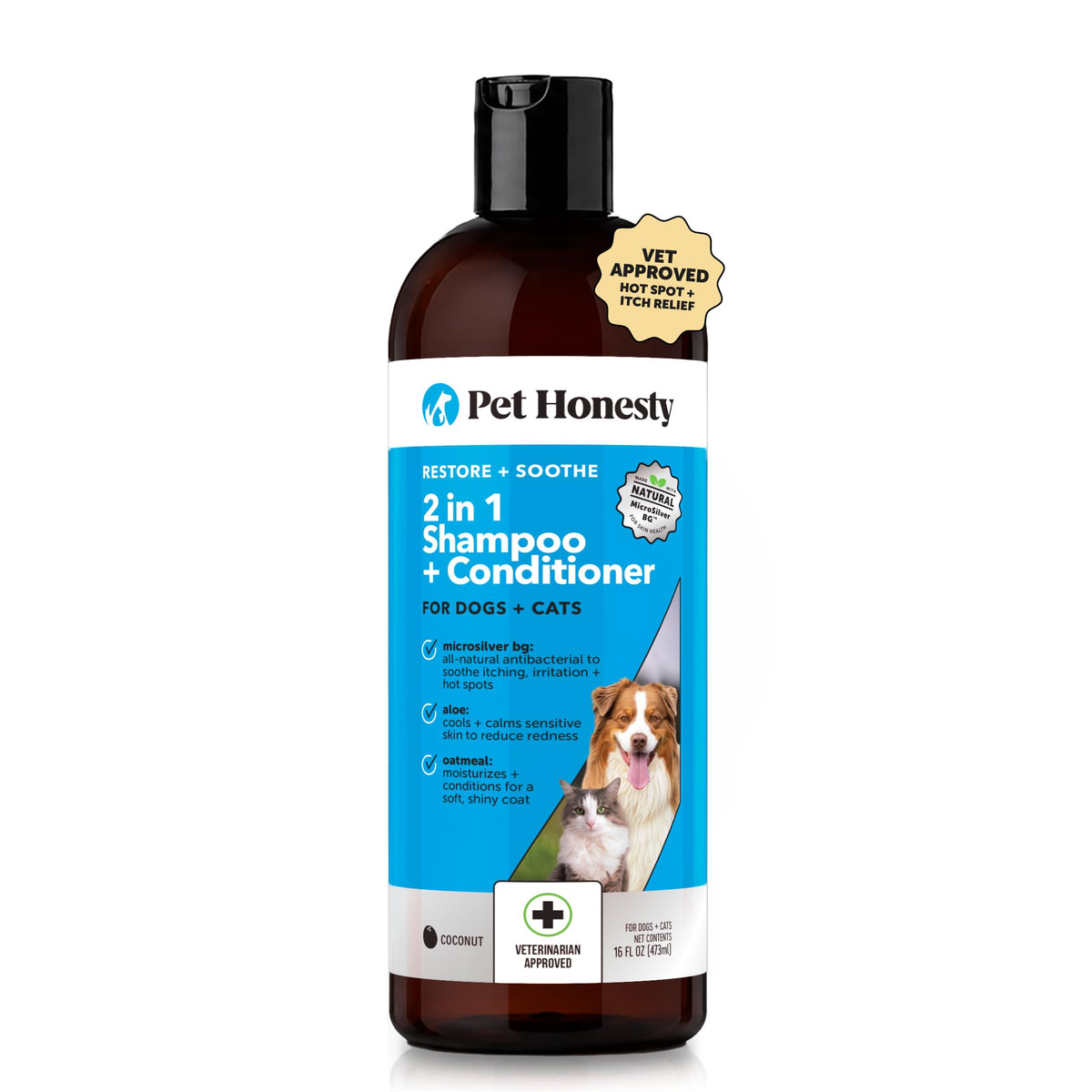 Pet Honesty Chlorhexidine Dog Shampoo Itchy Skin Relief, Anti-Itch, 16oz