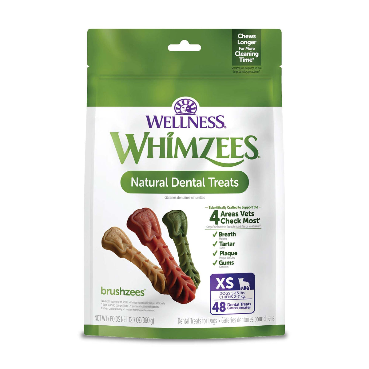 Wellness WHIMZEES Freshzees Natural Dog Dental Treat, Soft Chews, Freshens Breath, Medium Size, 14.81 oz Bag, 14 Count