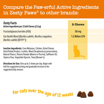 Zesty Paws Probiotics for Dogs, Digestive Enzymes Gut Flora, Digestive Health, Diarrhea & Bowel Support, DE111, Dog Probiotics Soft Chew for Pet Immune System, Chicken, 50 Ct