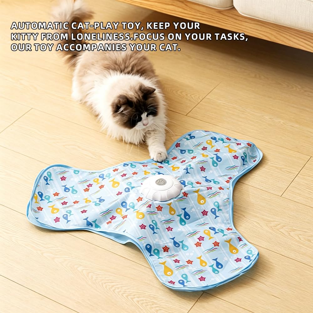 Rechargeable Automatic Cat Toy, 3-Mode Touch-Activated Interactive Toy with Random Motion, Concealed Feather & Squeaky Sound for Indoor Cats & Kittens (Yellow)