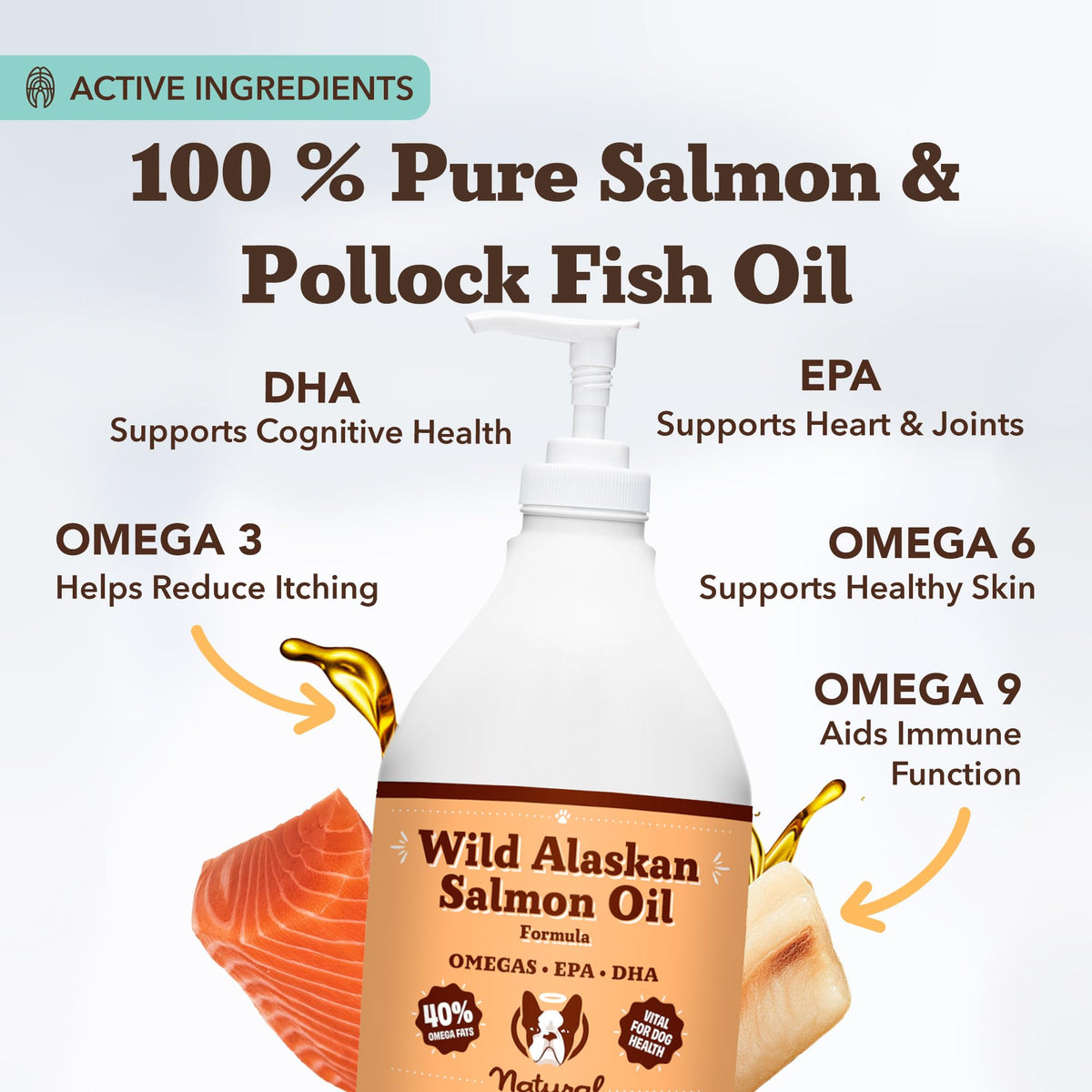 Natural Dog Company Wild Alaskan Salmon Oil for Dogs - 16 oz