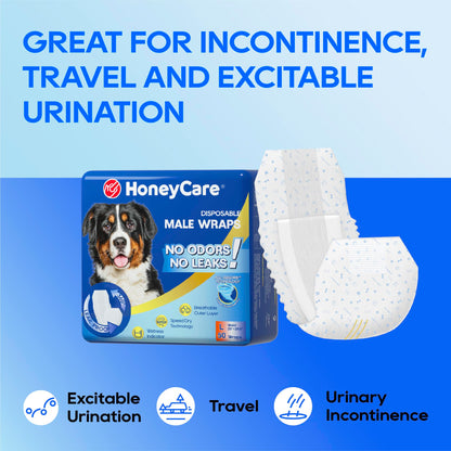 HONEY CARE All-Absorb A26 Male Dog Wrap, 50 Count, Small