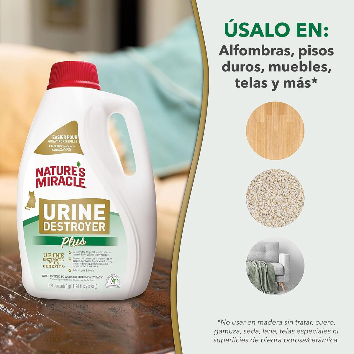 Nature's Miracle Cat Urine Destroyer Plus, Enzymatic Cleaner, 1 gal