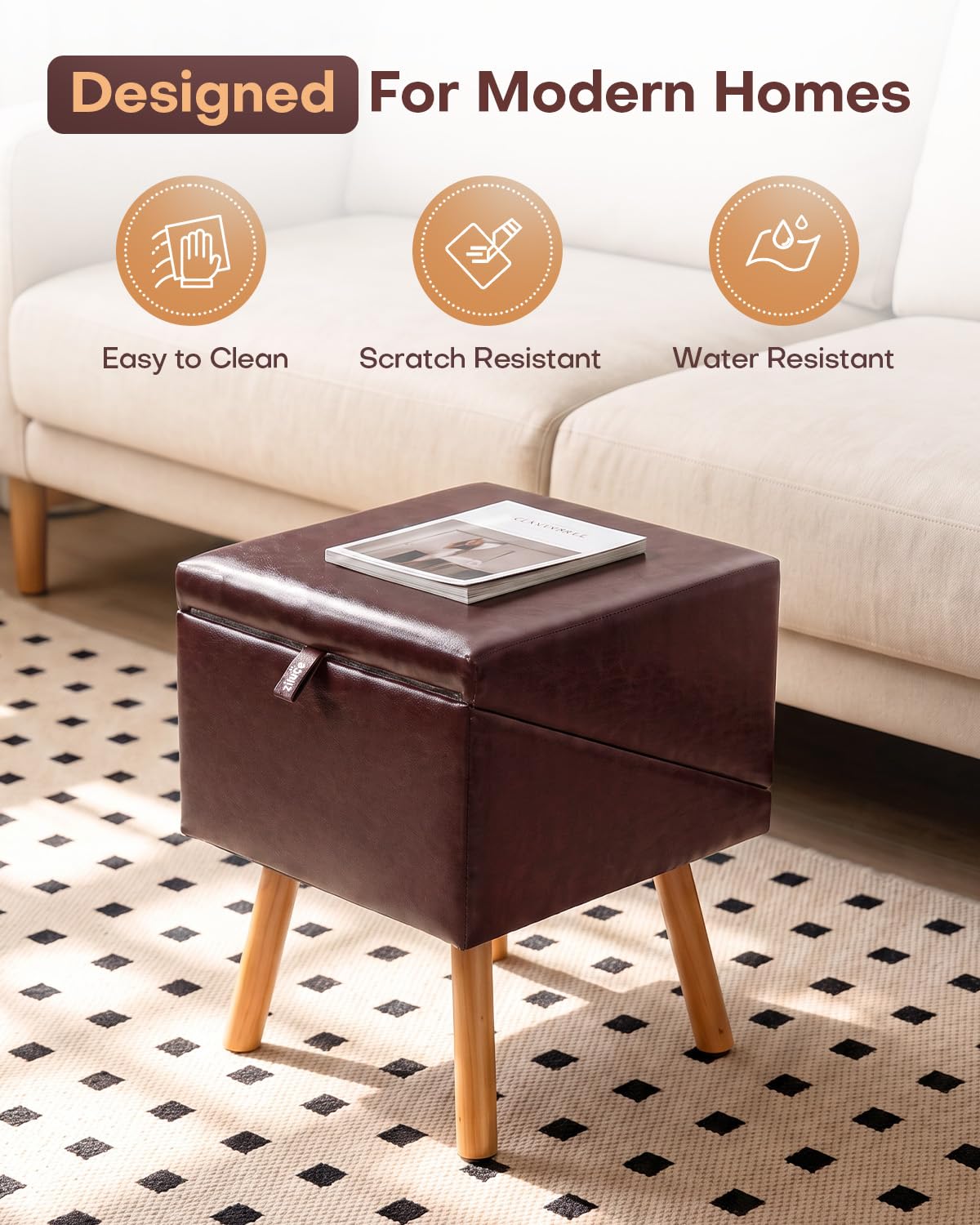 Dog Stairs for Small Dogs Faux Leather Foldable Pet Ramp and Ottoman