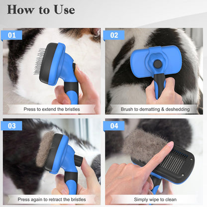 Swihauk Self Cleaning Slicker Brush for Dogs & Cats, Skin Friendly Pet Grooming for Shedding, Deshedding, and Hair Removal - Puppy Brush for Long Haired Pets, Pet Supplies, Purple