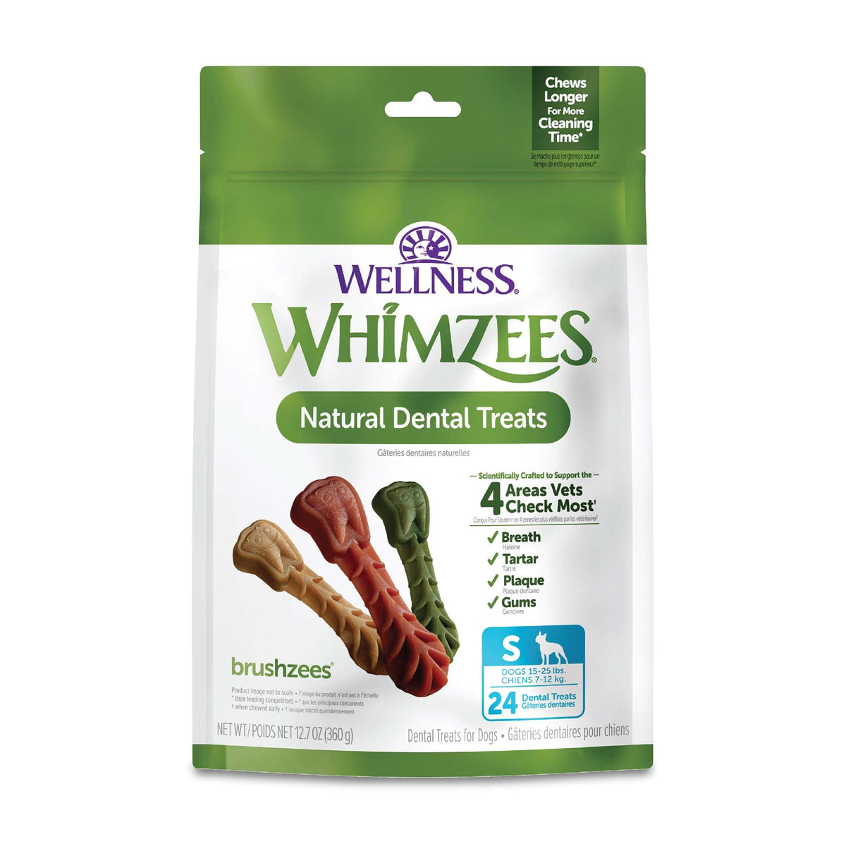 Wellness WHIMZEES Freshzees Natural Dog Dental Treat, Soft Chews, Freshens Breath, Extra-Small Size, 14.81 oz Bag, 56 Count