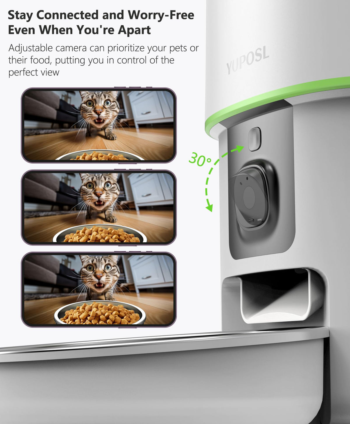 Automatic Cat Feeder, 3L Cat Food Dispenser with Anti-Jam Design, Over 180-day Battery Life, 1-6 Meals Per Day with Stainless Steel Cat Bowl, Keep Dry Food Fresh, Timed Pet Feeder Also for Small Dog