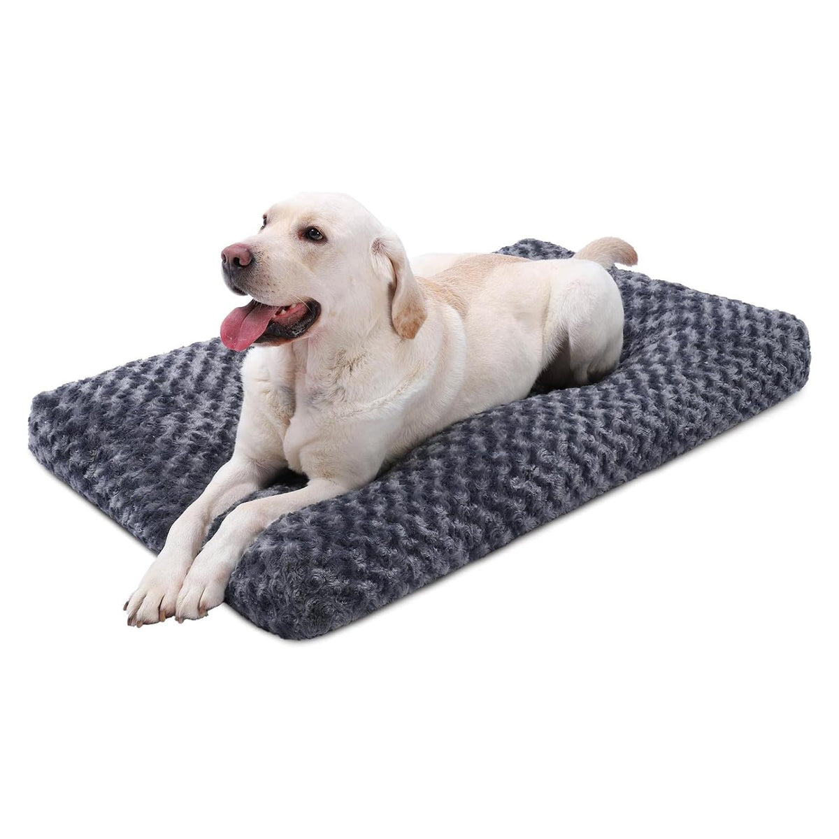 KSIIA Washable Dog Bed Medium Size Dog Crate Bed Plush Pet Mat 35"x23" Gray