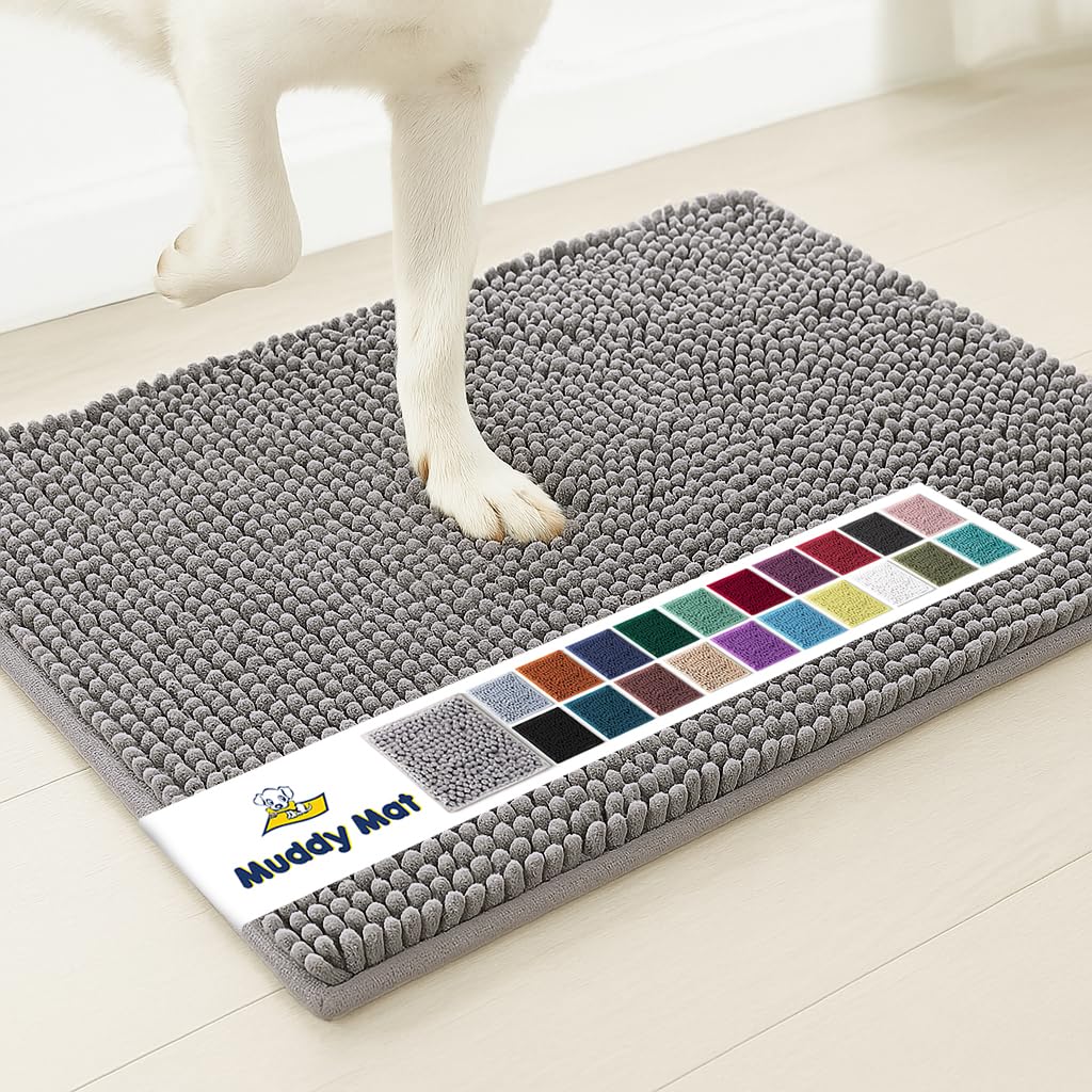 Muddy Mat® | Super Water Absorbent Door Mat Indoor, Microfiber Quick Dry Chenille Entryway Rug, Slip Resistant Front Door Mat, Indoor Mats for Entryway, Machine Washable Pet Rug, Beige 24"x36"