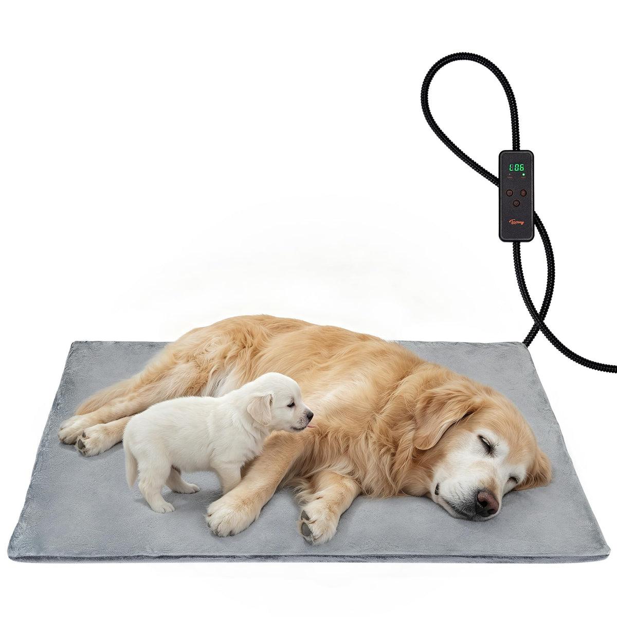 Toozey Cat Heating Pad for Cats & Dogs, Heated Bed Mat, 18 x 16 in, Grey