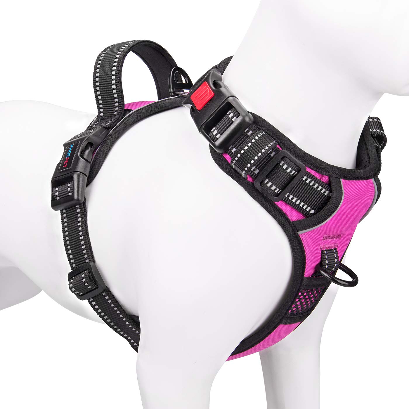 PHOEPET No Pull Dog Harness Medium Reflective Front Clip Vest with Handle