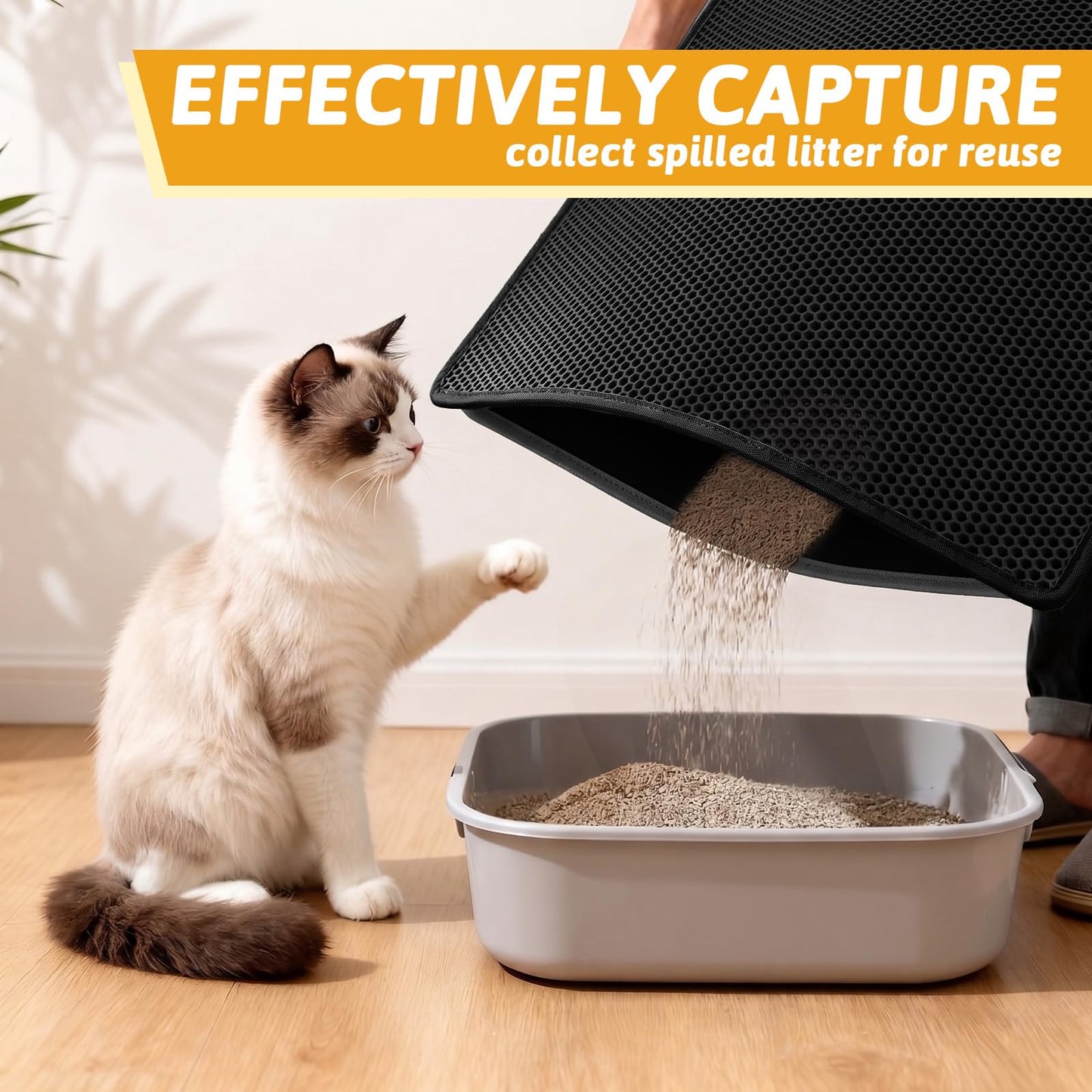Pieviev Litter Mat, Double-Layer Waterproof Trapping Mat, 24" x 15" Black